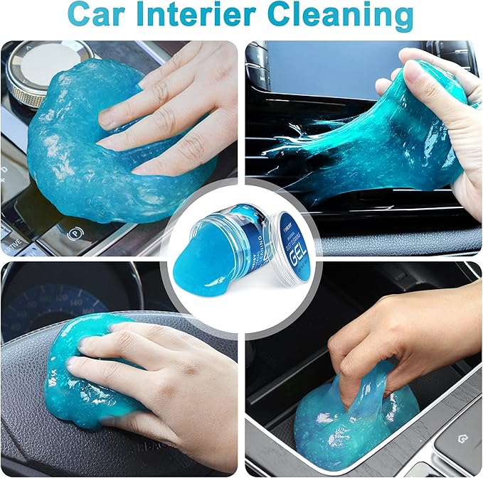 FiveJoy Universal Car Cleaning Gel Detailing Putty, Car Goop Cleaner Car Interior Cleaner Putty for Home, Office, Keyboard, Computer Blue, 4Pack 22.4oz