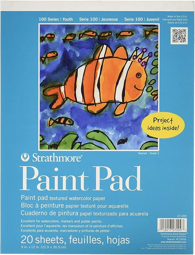 Strathmore (27-209 100 Series Youth Paint Pad, 9 by 12", 20 Sheets, White, 9x12
