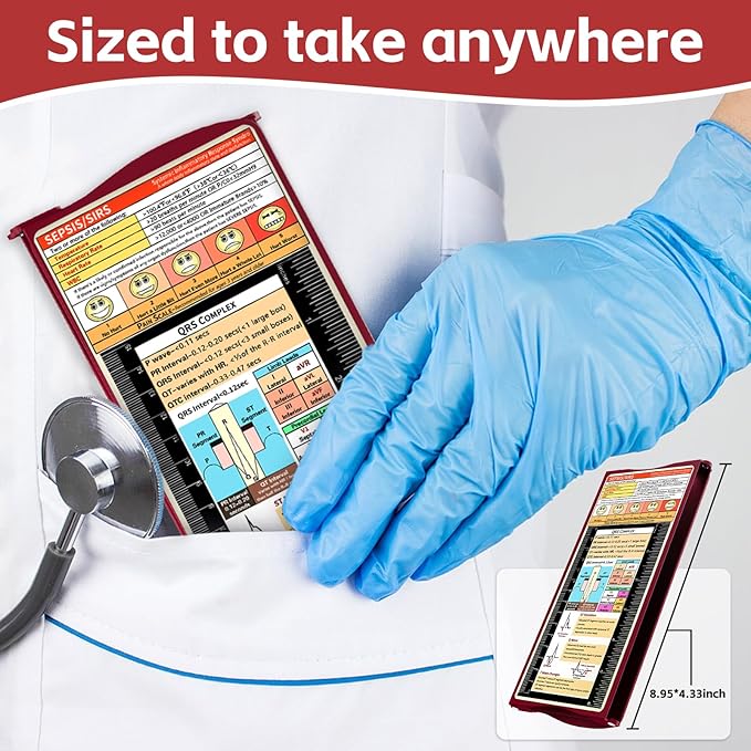 Nursing Clipboard Foldable Nurse Clipboard: Clinical Medical Folding Clip Board with Nursing Edition Cheat Sheets Pocket Size for Nurse Students Doctors Wine Red