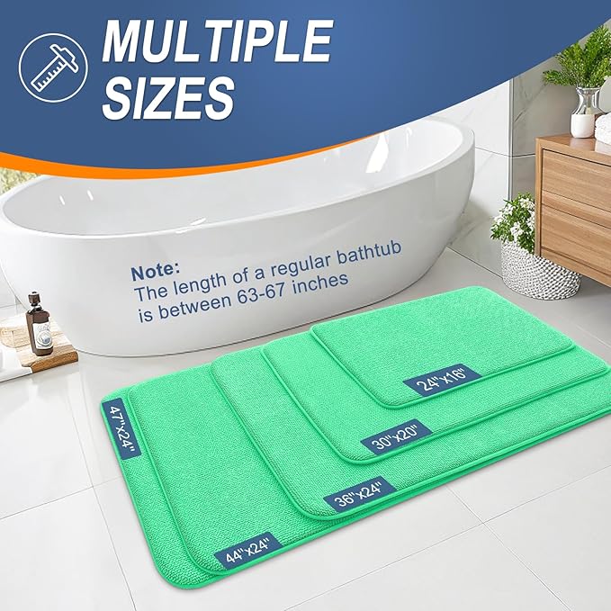 OLANLY Thick Memory Foam Bath Mat Rug 24x16, Extra Soft Absorbent Bathroom Rug, Quick Dry Bath Mats, Non-Slip, Machine Washable Carpet for Bathroom, Tub and Shower, Home Decor Accessories, Mint Green