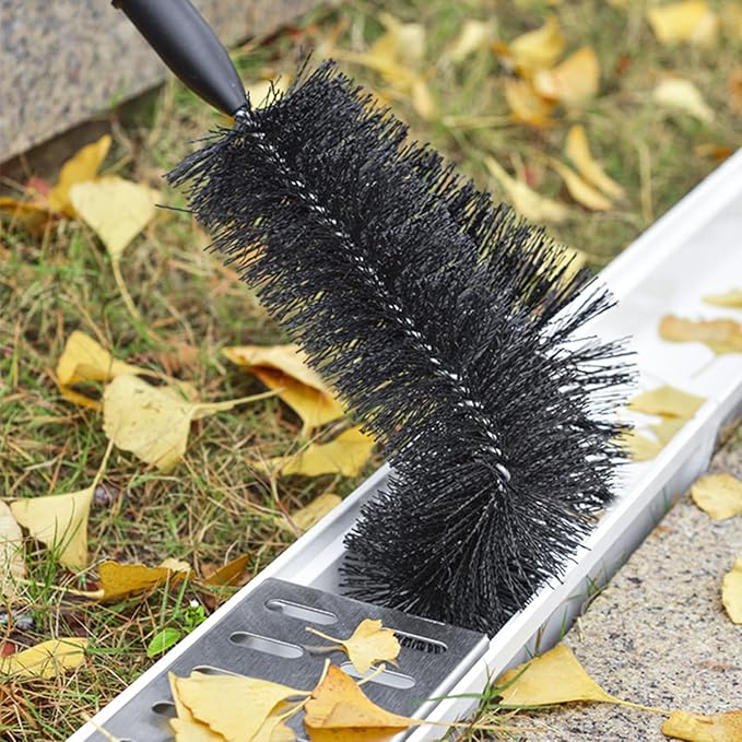 Multi-Angle Adjustable Brush Head For Curved Drains & Clogged Downspout Maintenance Flexible Drain Brush Attachment