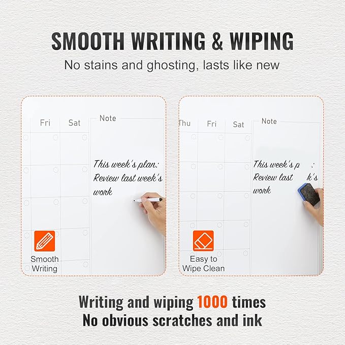 VEVOR Dry Erase Calendar for Wall, 36 x 24 Inches Whiteboard Calendar, Monthly Planner Magnetic Dry Erase Board, 1 Magnetic Erase & 2 Dry Erase Marker & Movable Tray for Restaurant Office Home School