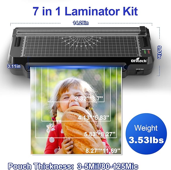 9 inch Laminator Machine with 40 Laminating Sheets, 4-in-1 Thermal Laminator with Paper Trimmer & Corner Rounder, 2-Min Fast Warm Up, Hot & Cold Laminating Machine 8.5 x 11 for Office School Home