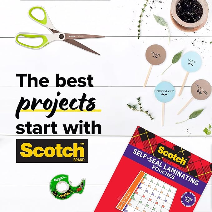 Scotch Self-Sealing Laminating Pouches, 2 in x 3.5 in Business Card Size, Great for Gift Tags, 25-Pack