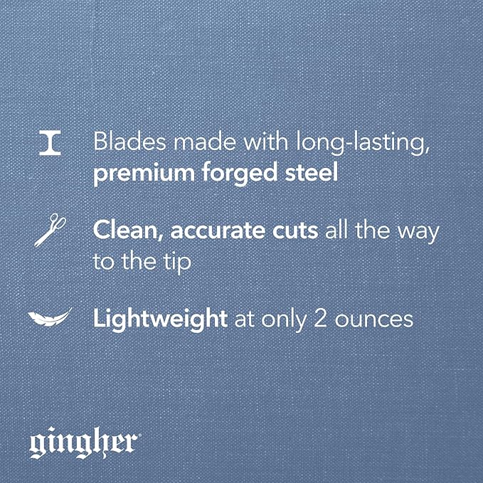 Gingher Featherweight Bent Handle Scissors - 8" Stainless Steel Shears - Sharp Fabric Scissors - Black
