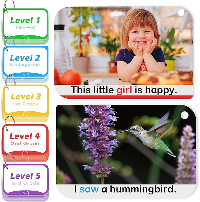 BenBen Sight Words Flash Cards, 350 Dolch & Fry High Frequency Site Words and Sentences for Pre-K, Kindergarten, 1st 2nd 3rd Grade, Educational Learning Cards Homeschool Supplies for Ages 3-9