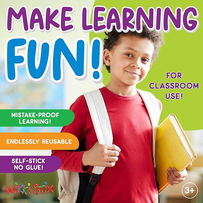 Arts & Crafts for Kids with Wikki Stix Primary Park of 48 Reusable Waxed Yarn Strands; Perfect Teaching Tool and Fidget Toy; Made in USA.