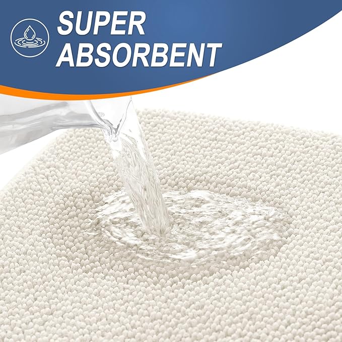 OLANLY Toilet Rugs U-Shaped 24x20, Extra Soft Absorbent Thick Memory Foam Contour Bathroom Rugs, Dry Quickly, Machine Washable, Non-Slip Toilet Bath Mat, Home Decor Accessories, Ivory