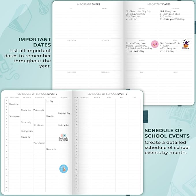Clever Fox Teacher Planner – School Year Planner with Calendars & Lesson Plans – Teacher Plan Book for Classroom & Homeschool Organization - Undated, 7x10″, Hardcover (Aquamarine)