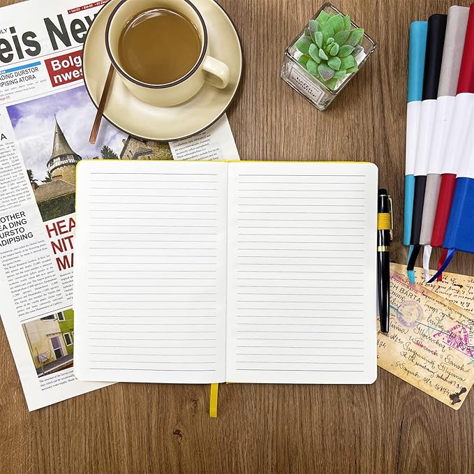 Notebook Journal, College Ruled Notebook Lined A5 160 Pages,Hard Cover Journals for Writing, Notebooks for Work Office School Women Men,5.7 inches x 8.4 inches(Yellow)