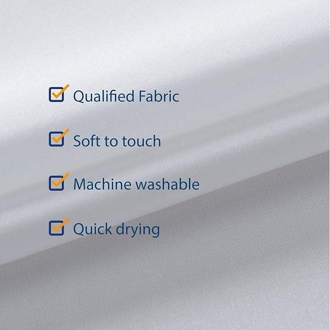 N&Y HOME Fabric Shower Curtain Liner 40 x 72 inches Bath Stall Size, Hotel Quality, Washable, Water Repellent, White Spa Bathroom Curtains with Grommets, 40x72