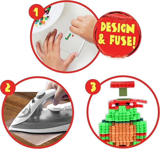 TMNT Pixel Creations Bead Kit Teenage Mutant Ninja Turtles Craft Set with 2500 Beads, Pegboards & Templates Ideal for Birthday Gifts & Screen-Free Play DIY Art Activity for Kids Ages 6+