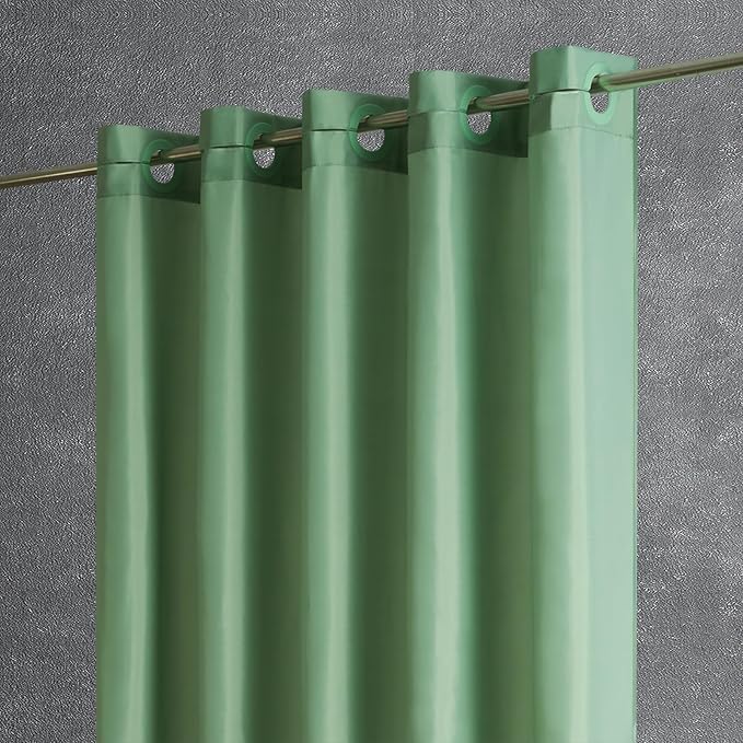 Furlinic Grey Green Shower Curtain No Hooks Needed,Soft Fabirc Bathroom Curtain with 8 Plastic Built-in Grommets,Modern Luxury Hotel Style,Waterproof & Washable,60x72 Inch.