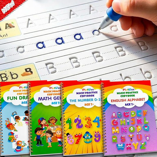 Grooved Magic Practice Copybook for Preschoolers Ages 3-8 Reusable 3D Handwriting Tracing Solution to Improve Pen Control and Fine Motor Skills with Disappearing Ink - Easter Gifts