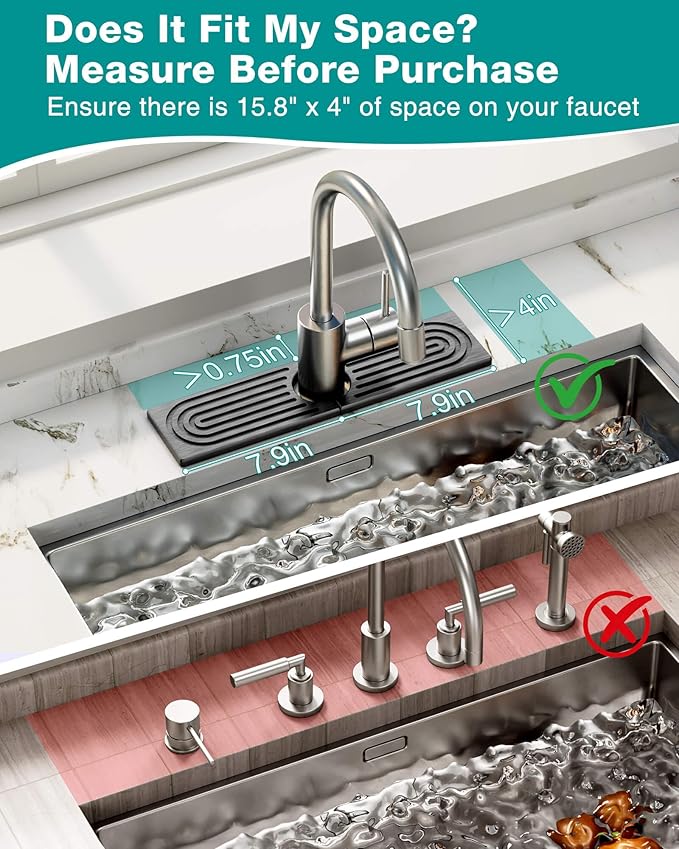 Stone Faucet Mat for Kitchen Sink, Diatomite Sink Protectors - Prevent Moisture Drying Stone Tray Fit Kitchen Counter & Bathroom Counter (Dark Gray, 15.8" x 4")