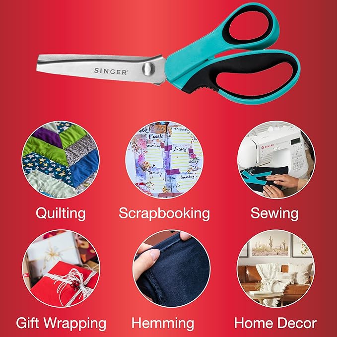 SINGER ProSeries 9" Pinking Shears - Heavy-Duty Stainless Steel - Zigzag Cut for No-Fray Fabric, Sewing & Craft Edging