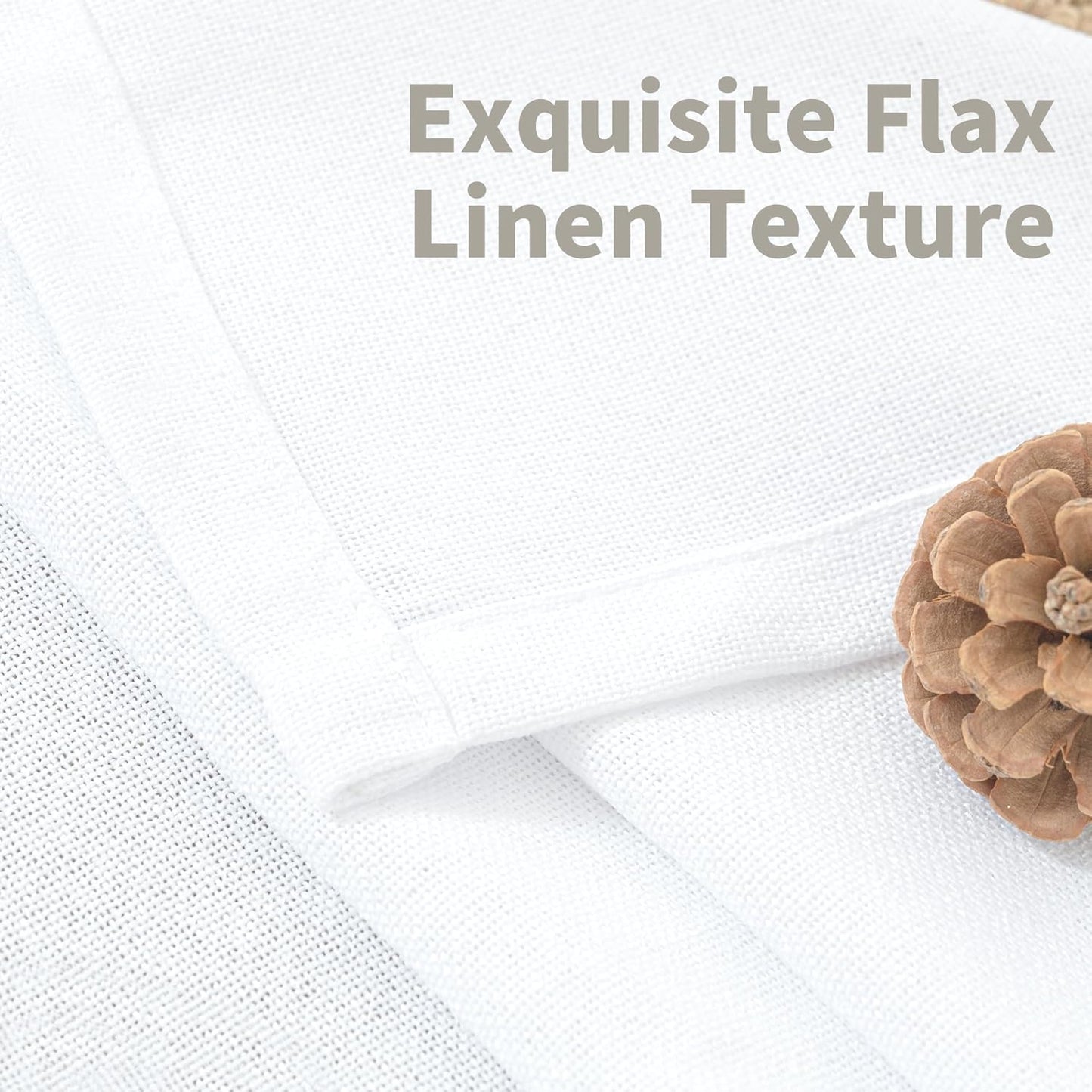YoungsTex White Linen Semi Sheer Curtains for Living Room 84 Inch Length 2 Panels - Light Filtering Drapes with Pinch Pleated for Bedroom Dining Office Back Tab Window Treatments, 40 X 84 Inch