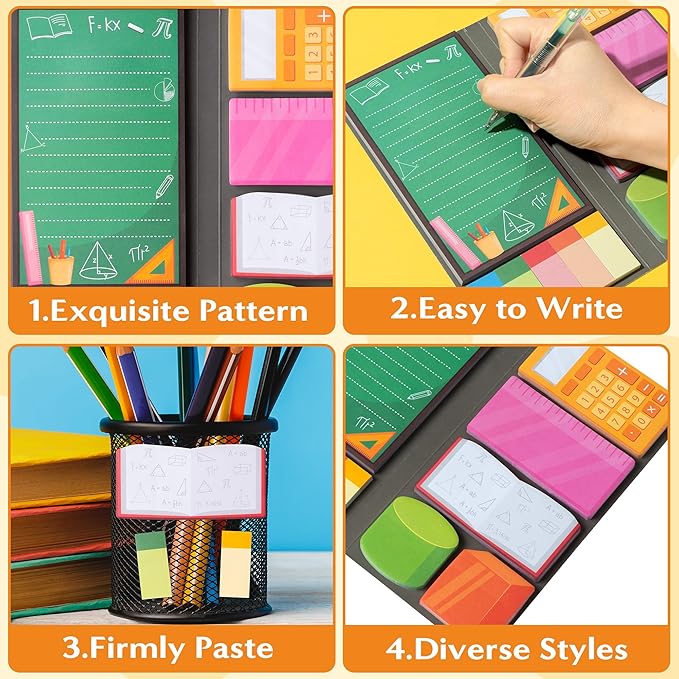 B1ykin Cute Sticky Notes Set - World’s Best Math Teacher Self-Stick Notes Pad, 550 Sheets Writing Memo Pages Sticky Notepad for Appreciation Gifts, School Office Party Supplies (Math Teacher)