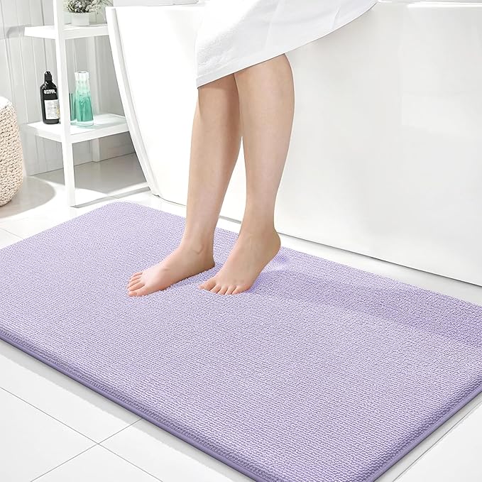 OLANLY Thick Memory Foam Bath Mat Rug 44x24, Extra Soft Absorbent Bathroom Rug, Quick Dry Bath Mats, Non-Slip, Machine Washable Carpet for Bathroom, Tub and Shower, Home Decor Accessories, Lavender