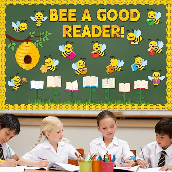 gisgfim Bee Bulletin Board Decorations Bee A Good Reader Cutouts Reading Theme Bulletin Board Borders for Classroom School Library Home Wall Decor(Bees)