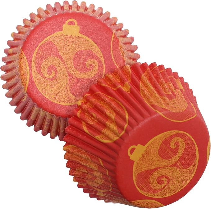 Chef Craft Paper Patterned Cupcake Liners, 50 Count, Red/Orange