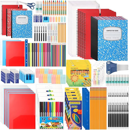 4 Set 2026 School Supplies Kit, 47 Pcs Per Set Back to School Supplies Primary Middle College Bundle Essential Stuff Bulk Pen Notebook Stationery for Kid Student Girl Teen Classroom Boy