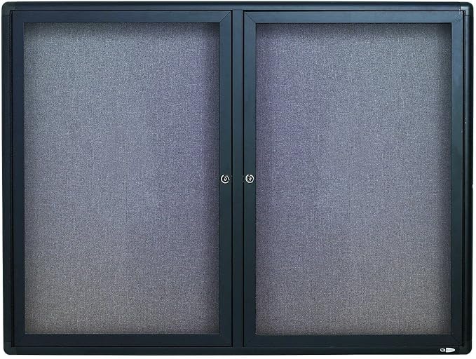 Quartet Bulletin Board, 4' x 3' Enclosed Fabric Notice Board, Lockable Swing Doors, Graphite Frame (2364L)