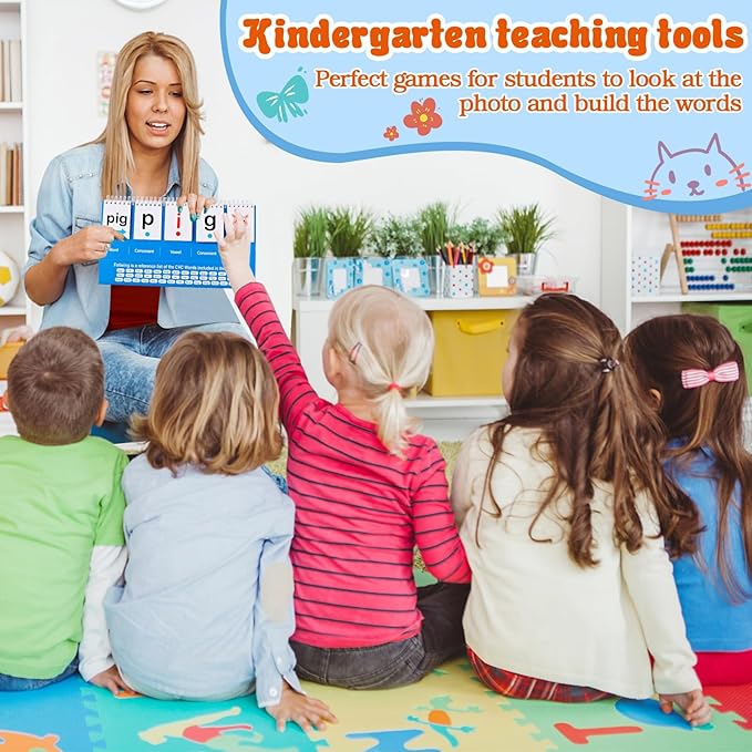 CVC Words Games First Grade Classroom Must Haves, Phonics Games for Kindergarten First 2nd Grade, Sight Words Flash Cards Spelling Reading Preschool Learning Games Spelling Educational Toy Gifts