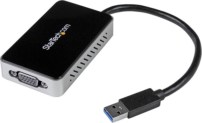 StarTech.com USB 3.0 to VGA Adapter with 1 Port USB Hub - 1920x1200 - External Video & Graphics Card - Dual Monitor Display Adapter - Supports Windows (USB32VGAEH)
