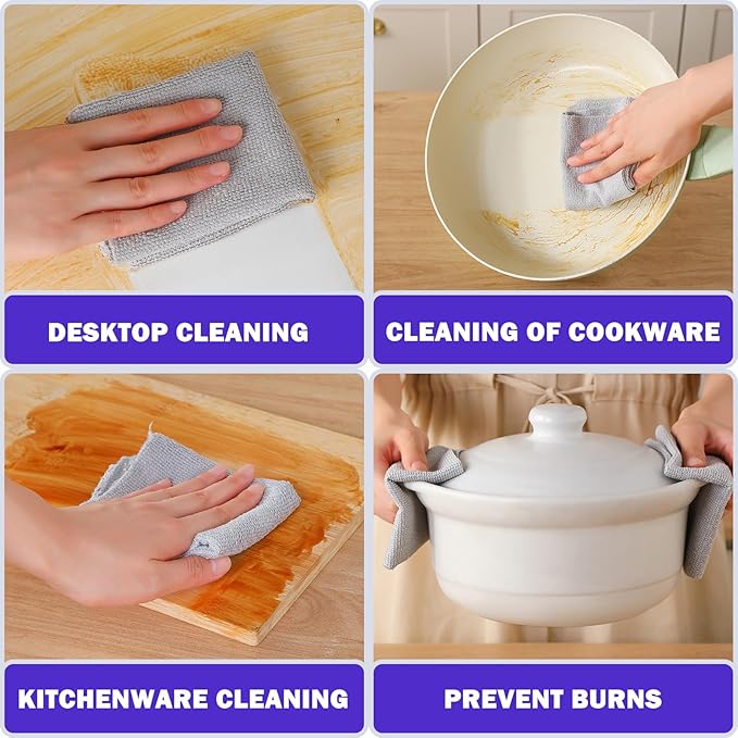 55 Pack Microfiber Cleaning Cloth Roll, Tear Away Reusable Towels, 11" X 9", Ultra Absorbent & Lint Free Microfiber Cloth for Cleaning Cars, Kitchen, Window, Home and Shop, Grey