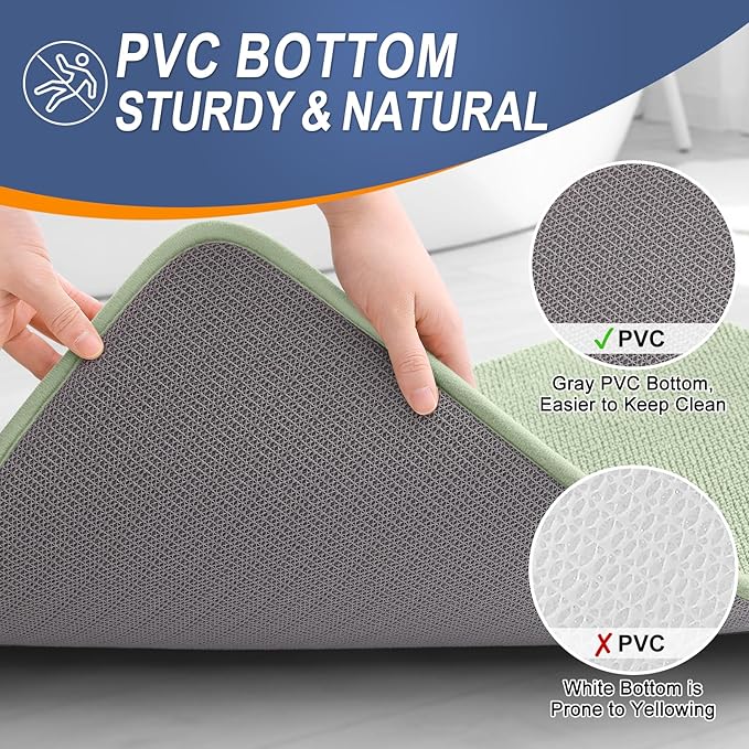 OLANLY Thick Memory Foam Bath Mat Rug 50x30, Extra Soft Absorbent Bathroom Rug, Quick Dry Bath Mats, Non-Slip, Machine Washable Carpet for Bathroom, Tub and Shower, Home Decor Accessories, Sage Green