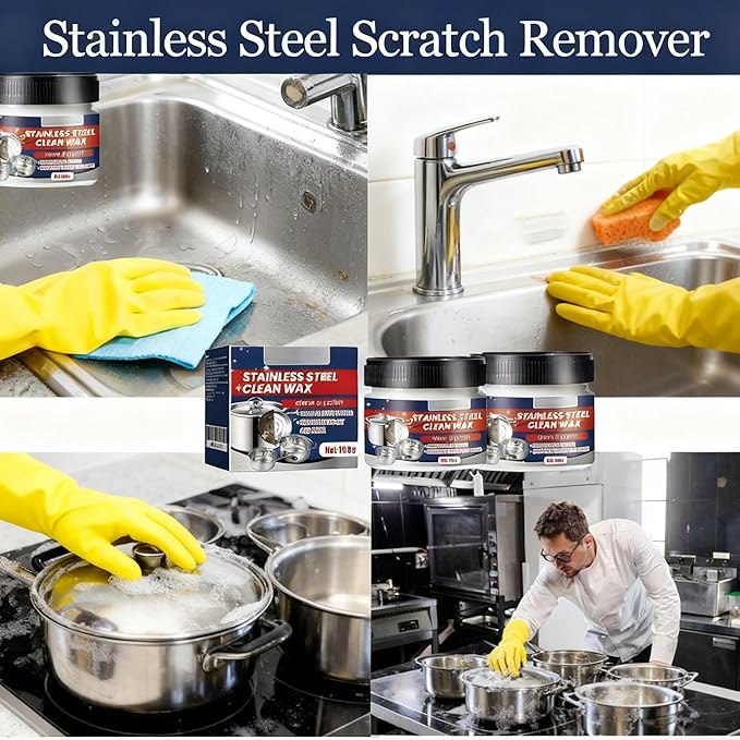 Multi-Purpose Stainless Steel Scratch Eraser, Stainless Steel Scratch Remover for Appliances, 2026 New Clean Wax Paste for Oven, Sink, Cookware, Scuffs and Restores Shine (1 pcs)