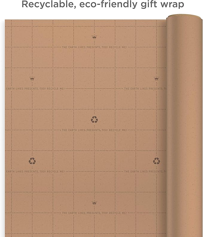 Hallmark Bulk Kraft Wrapping Paper with Cut Lines (2 Rolls: 160 sq. ft. ttl) White and Brown for Christmas, Hanukkah, Baby Showers, Weddings, Birthdays, Valentines Day, Arts & Crafts, Banners