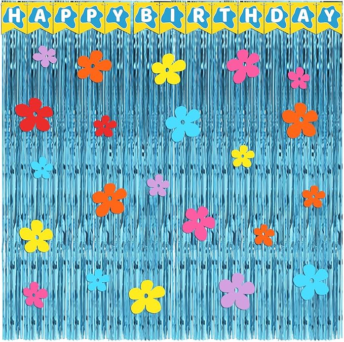 Epakh 39 Pcs Cartoon Sponge Party Decorations Sponge 25th Birthday Decorations Includes 24 Pieces Paper Cards Decor 13 Pcs Happy Birthday Banner 2 Pieces Foil Fringe Curtain Backdrop for Photo Prop