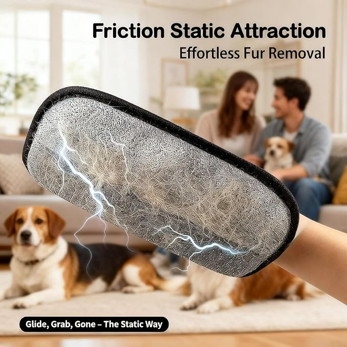 2 Pcs Pet Hair Removal Glove for Cats & Dogs, Reusable Electrostatic Pet Hair Glove, Electrostatic Gloves for Pet Hair, Lint Remover Gloves for Laundry, Couch, Carpet, Car Seat, Furniture, Clothes