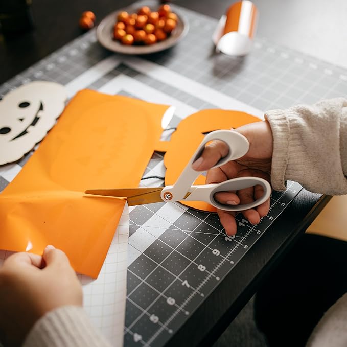 Fiskars SoftGrip Titanium Scissors, Stainless Steel Blades for Paper Crafting and Ergonomic Handle for Comfort and Control in Cutting Tasks, White