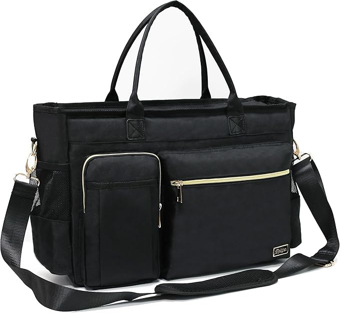 Rabjen Nurse Tote Bag for Work with Padded 15.6” Laptop Sleeve, Medical Supplies Shoulder Bag for Home Health Care