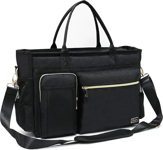 Rabjen Nurse Tote Bag for Work with Padded 15.6” Laptop Sleeve, Medical Supplies Shoulder Bag for Home Health Care