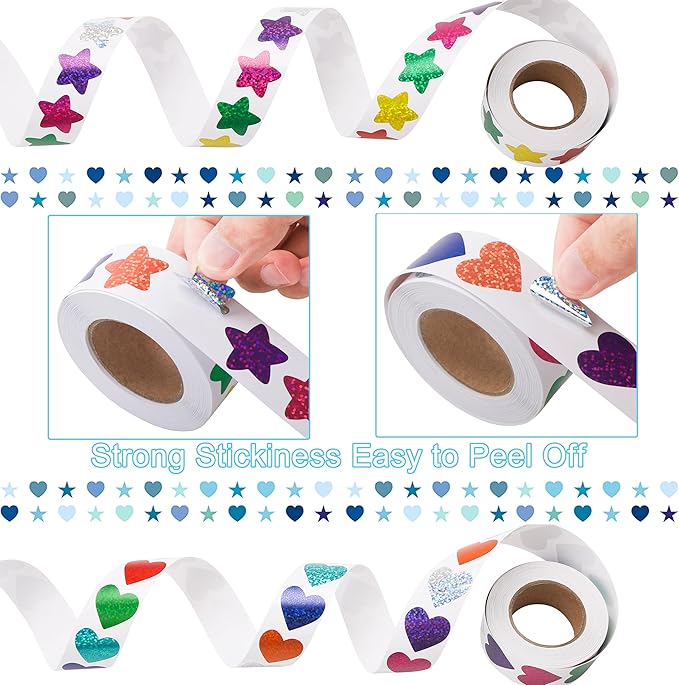 1000 Pcs Glitter Star Stickers, 1 Inch Foil Small Shiny Sticker for Kids Reward, Holographic Rainbow Incentive Stickers for Teacher Office Supplies, Party Decoration