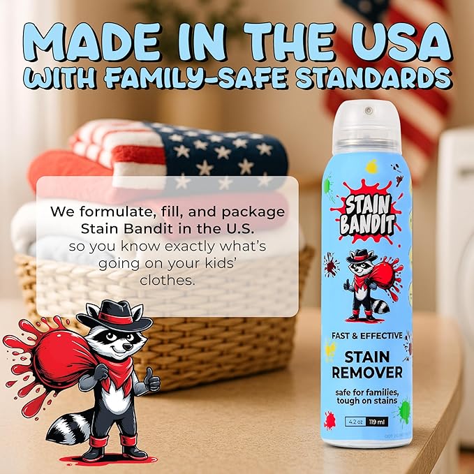 Stain Remover Spray - Non-Toxic, Family Safe Formula - Bag-On-Valve 360 Continuous Spray - Powerful Natural Cleaner for Clothes, Upholstery, Carpet, Car Seats & More - 4.2 oz (Pack of 3)