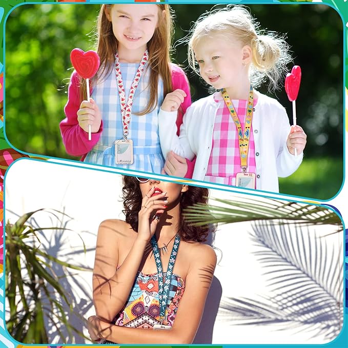 Marspark 14 Pcs Seasonal Holiday Lanyards for ID Badges Summer Lanyards Flamingos Watermelon Lemon Keychains Bulk for Seasonal Holiday Teacher Office Supplies