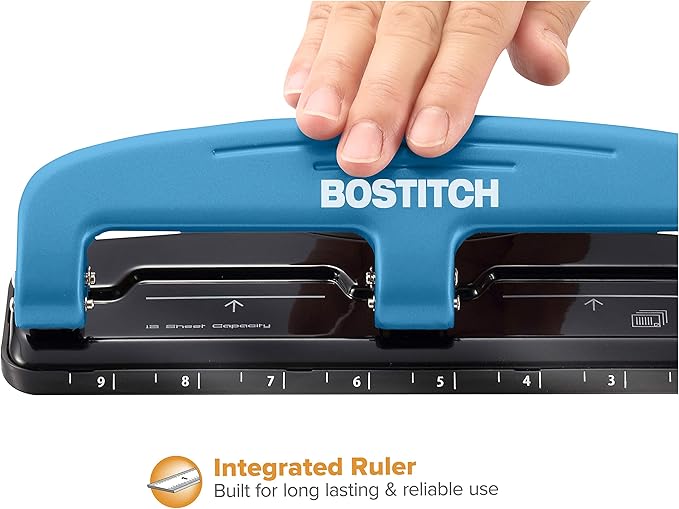 Bostitch Office EZ Squeeze™ Reduced Effort 3-Hole Punch, 12 Sheets, Blue (2103)