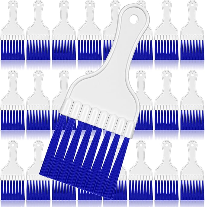 Boao 24 Packs Coil Brush Air Conditioner Condenser Refrigerator Cleaning HVAC Coil Cleaner Small Plastic Whisk Brush (Blue)