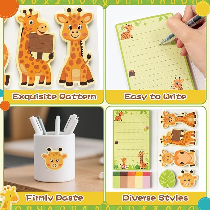 B1ykin Cute Sticky Notes Set - I Just Really Like Giraffe Self-Stick Notes Pad, 550 Sheets Writing Memo Pages Sticky Notepad for Teacher Appreciation Gifts, School Office Party Supplies (Giraffe)