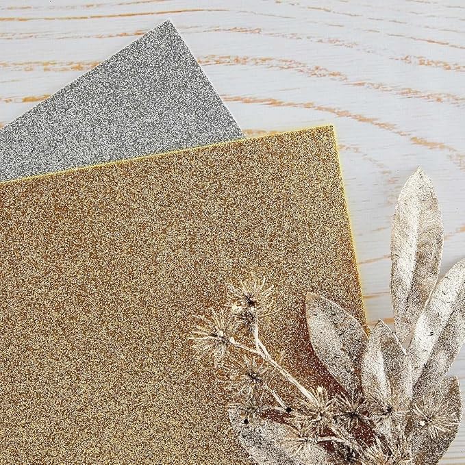 SPELLBINDERS PAPERCRAFTS, INC Gold & Silver Spellbinders Glitter Foam Sheets 8.5"X11" 10/Pkg