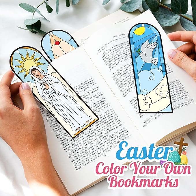 100Pcs He is Risen Color Your Own Bookmarks Double-Sided Easter DIY Coloring Blank Bookmark Religious Jesus Resurrection Classroom Art Crafts Supplies for Students Teachers Spring Party Goodie Fillers