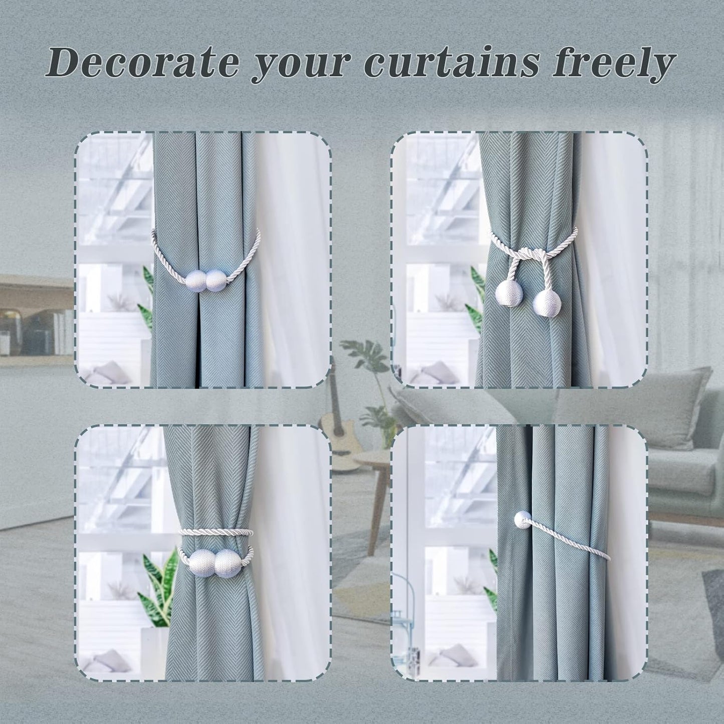 Hion Magnetic Curtain Tiebacks Dark Brown 6 Pack, Curtain Tiebacks Buckles Holdbacks Holders Hooks Clip for Home Bedroom Office Decorative Thick or Thin Curtain
