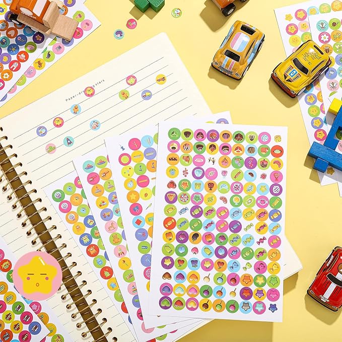 6048 Pieces Small Stickers for Kids Reward Chart - Mini Incentive Happy Smile Face Star Bundle for Teachers and Kids Behavior Chart(Vivid Style)