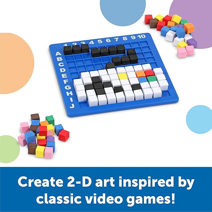 Learning Resources STEM Explorers Pixel Art Challenge - Science Kits & STEM Activities for Kids, Pattern Blocks, Fine Motor Skills, Math Manipulatives, Sorting and Counting, Gifts for Boys and Girls