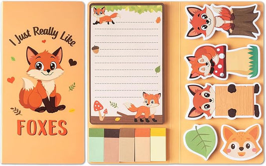 B1ykin Cute Sticky Notes Set - I Just Really Like Foxes Self-Stick Notes Pad, 550 Sheets Writing Memo Pages Sticky Notepad for Teacher Appreciation Gifts, School Office Party Supplies (Adorable Foxes)
